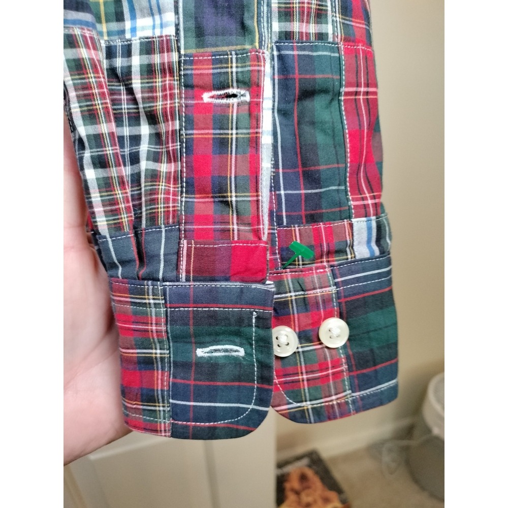 Vintage Polo Ralph Lauren Patchwork Plaid Button Down Shirt Men's Medium - Picture 12 of 14
